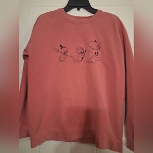 Pink Sweatshirt with Halloween Cartoon Characters